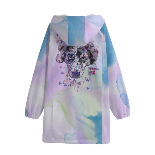 Preview: Leichte Regenjacke  Aussie – Popart Hundemotiv, 100 % Polyester, Unisex, Mix, Mischling, Australian Shepherd